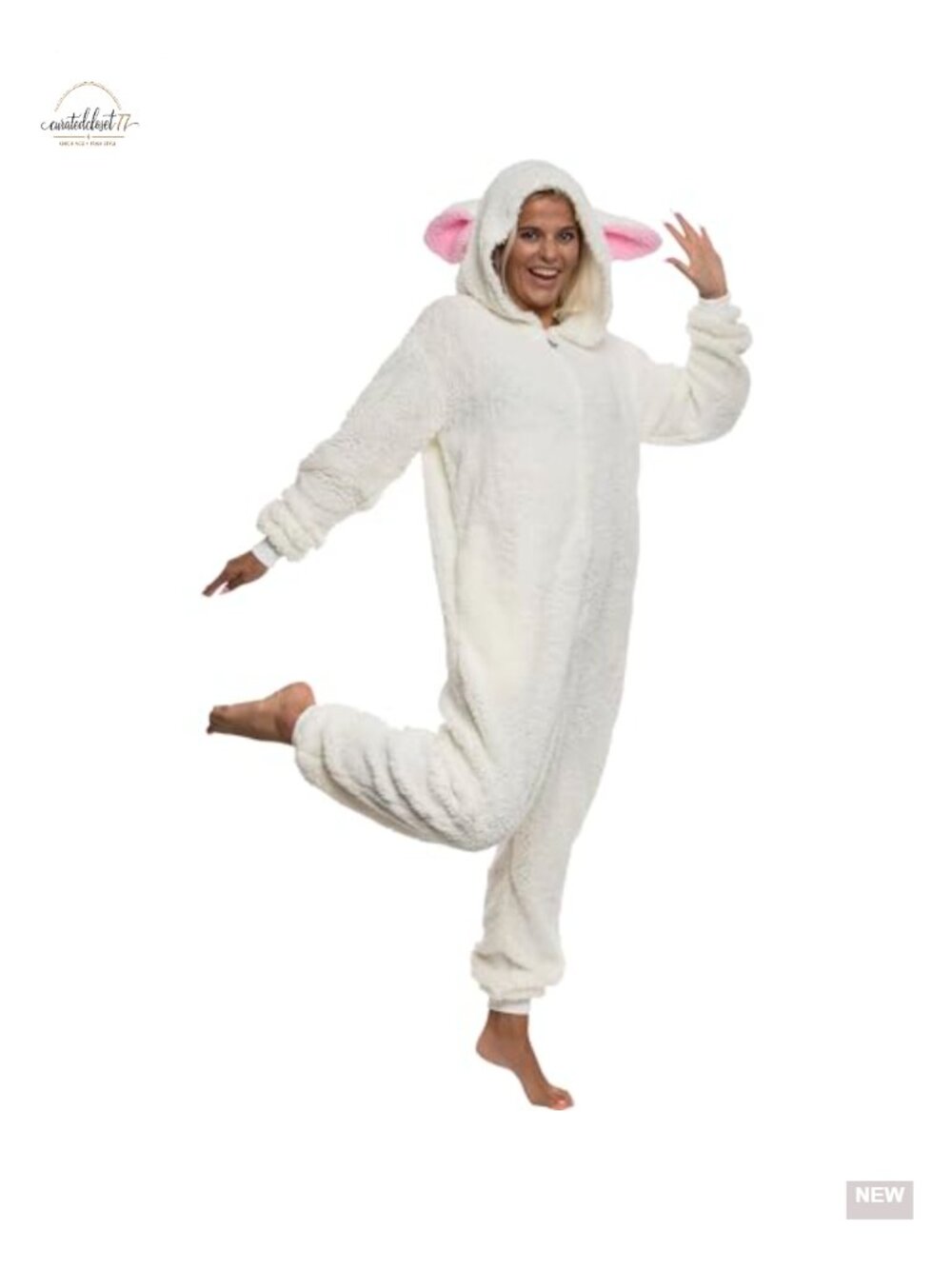 Slim Fit Sherpa Onesie Animal Halloween Costume Plush One Piece Cosplay Suit